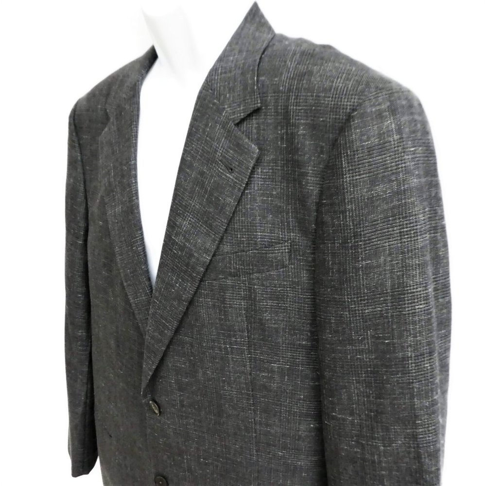 NEW Armani Collezioni Sport Coat Blazer Silk Wool Linen Plaid 48in Chest iTaLY - Picture 2 of 13